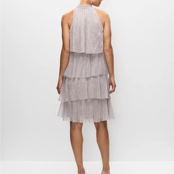 Melanie Lyne tiered silver dress - Size 0 - NWT - bridal formal dress trapeze - Picture 4 of 5